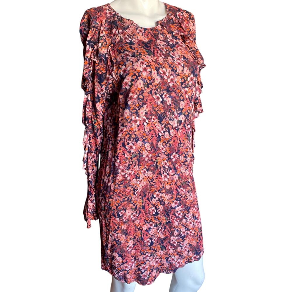 NWT H&M Floral Mini Dress Ruffle Long Sleeves Size 6 - Picture 3 of 7